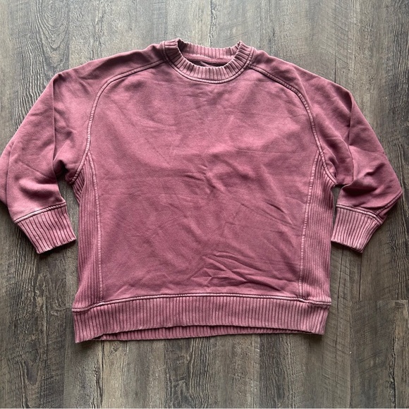 Aerie | Oversized Red Mock Neck Long Sleeve Slouchy Lounge Sweatshirt Small - Picture 7 of 12